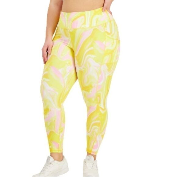 ID IDEOLOGY Compression Watercolor Whirl 7/8 Leggings, High-Rise Side-Pocket 2X - Picture 1 of 7